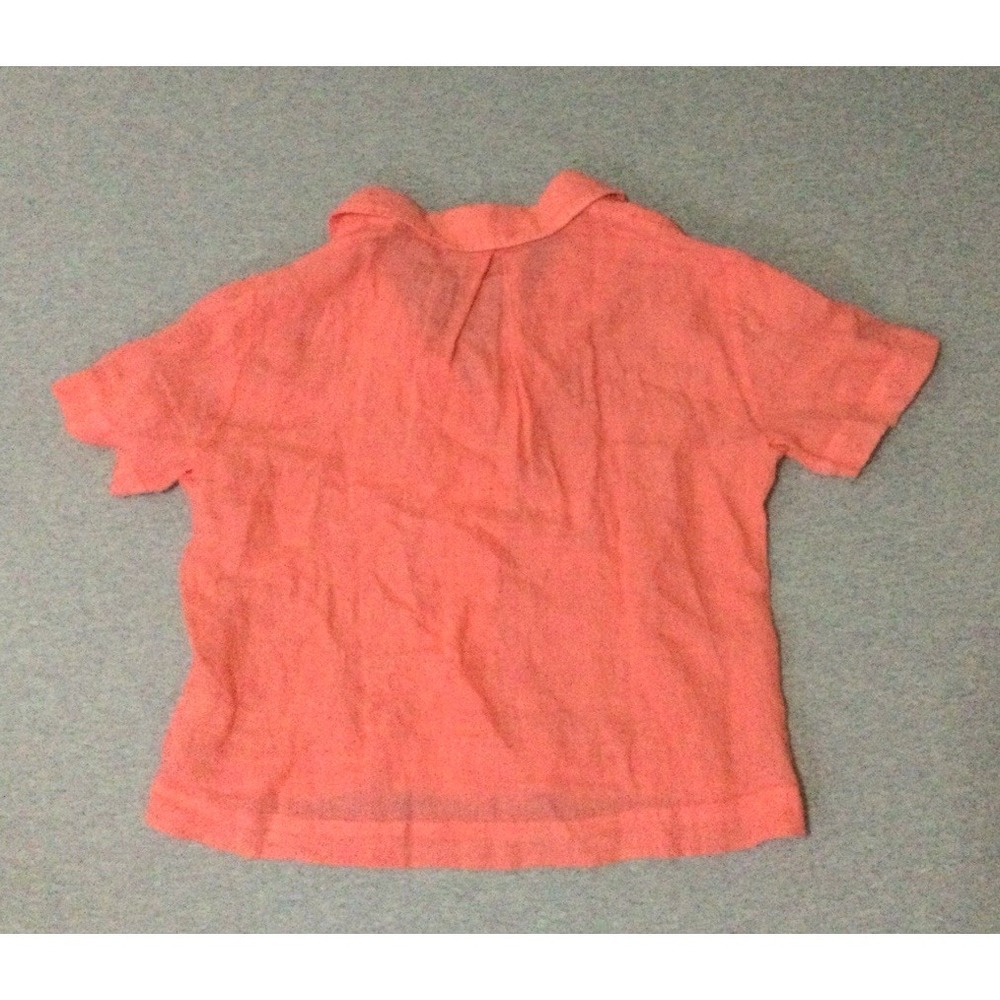 Bella Dahl Womens cropped Shirt Sz S orange Linen Button Front - Picture 11 of 11